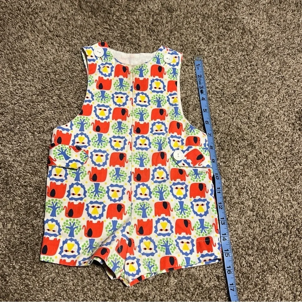 Vtg 60s Goodlord Tailored short overalls Elephant Red white blue 12M